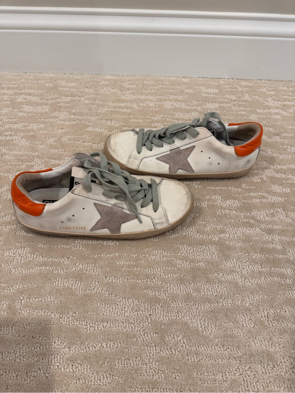 Golden Goose White Leather Sneakers With Orange Heel